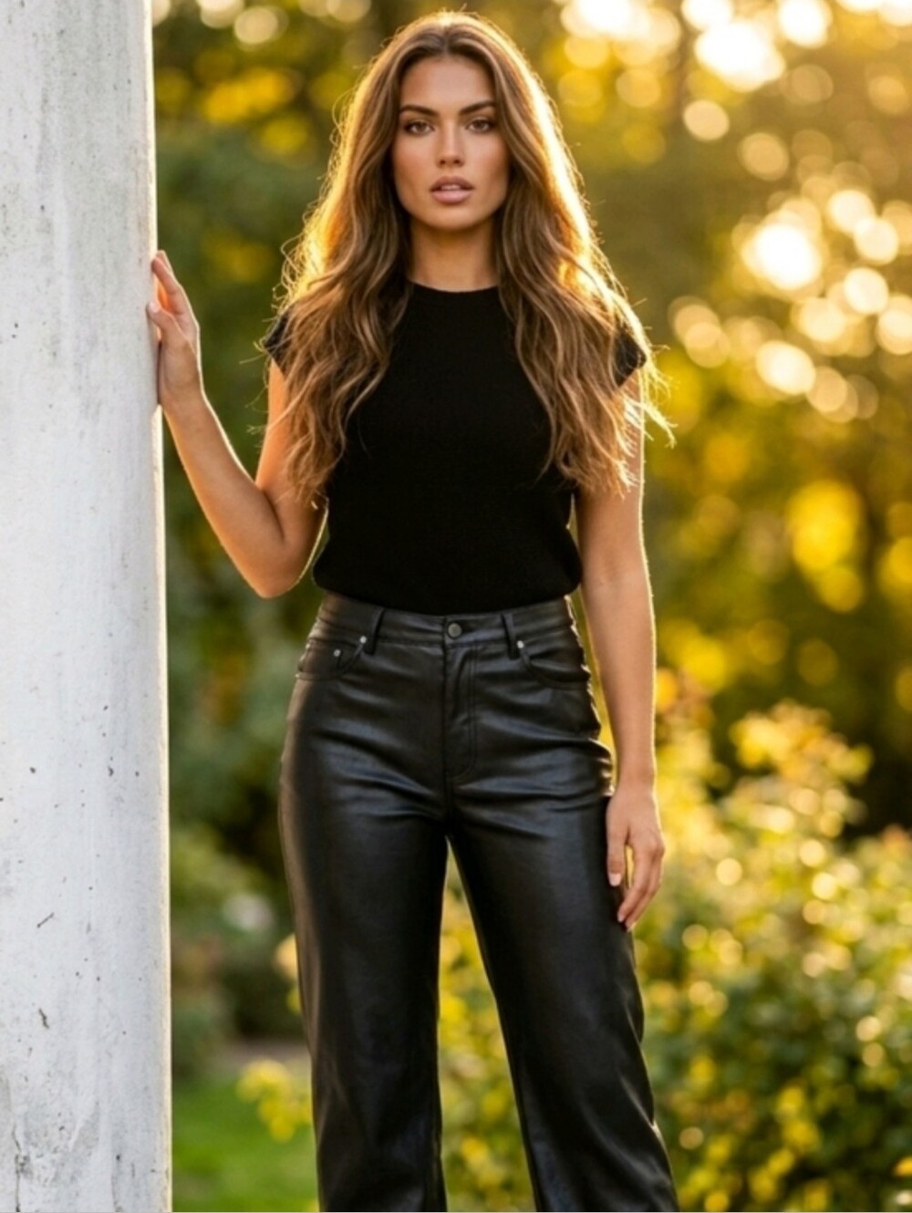 NWT VS2 Vakko Black Lamb Leather High Waist Pants Size 6 - Picture 6 of 16
